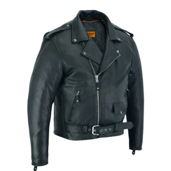 VTG OPEN ROAD LEATHER BLACK MOTORCYCLE JACKET SIZE 42